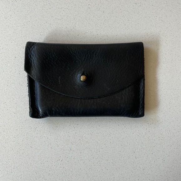 Handmade genuine black leather card wallet - Picture 1 of 4